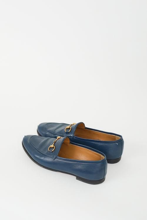 Gucci Navy Leather Jordaan Loafer