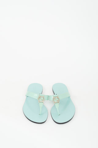 Gucci Blue Leather Logo Sandal