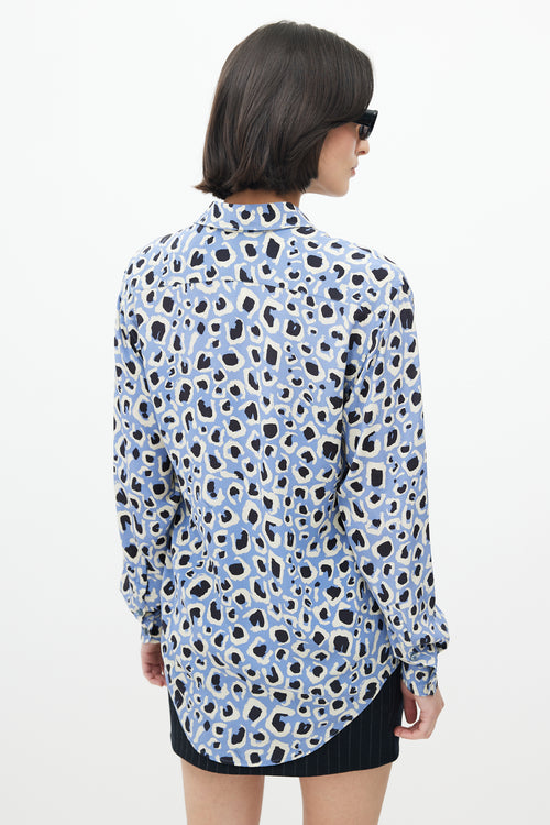 Gucci Blue 
Multi Silk Printed Blouse