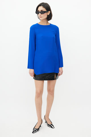 Gucci Blue Long Sleeve Key Hole Top