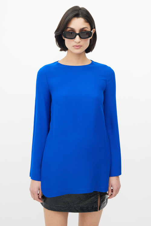 Gucci Blue Long Sleeve Key Hole Top