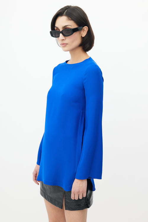 Gucci Blue Long Sleeve Key Hole Top