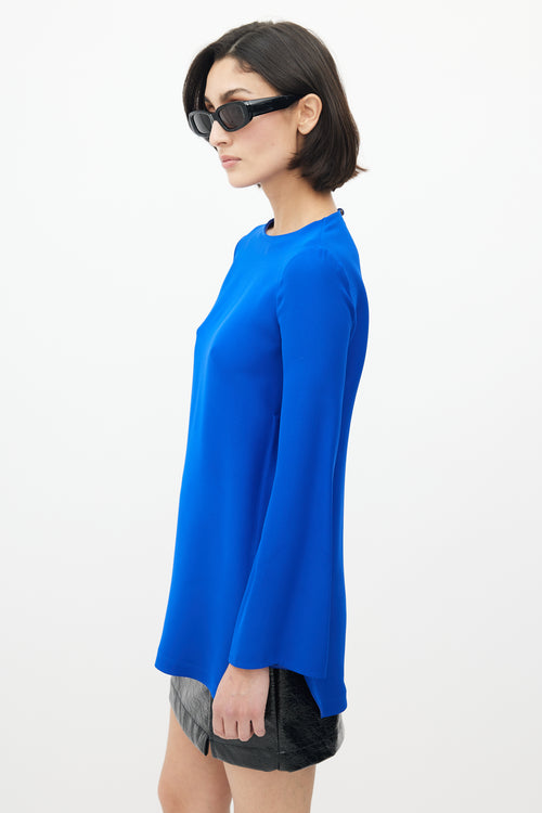 Gucci Blue Long Sleeve Key Hole Top