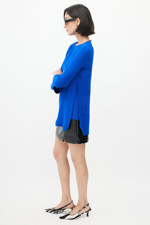 Gucci Blue Long Sleeve Key Hole Top