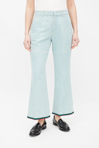 Gucci Blue 
Multicolour Stripe Flare Jeans