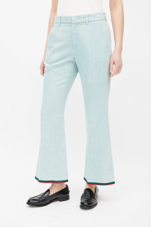 Gucci Blue 
Multicolour Stripe Flare Jeans