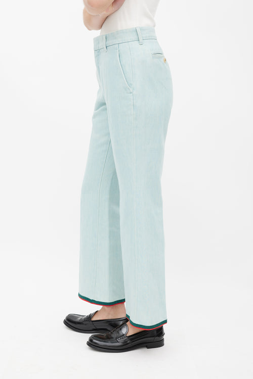 Gucci Blue 
Multicolour Stripe Flare Jeans