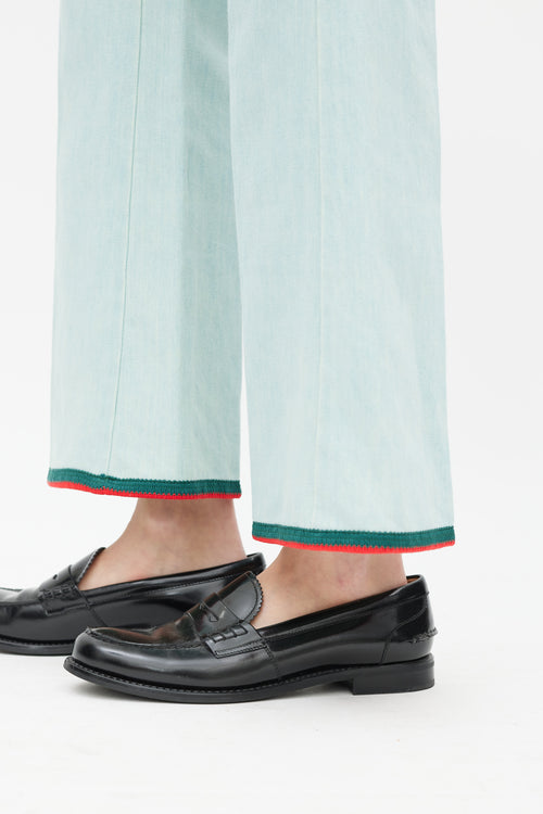 Gucci Blue 
Multicolour Stripe Flare Jeans