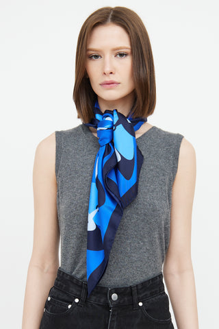 Gucci Blue Printed Silk Scarf