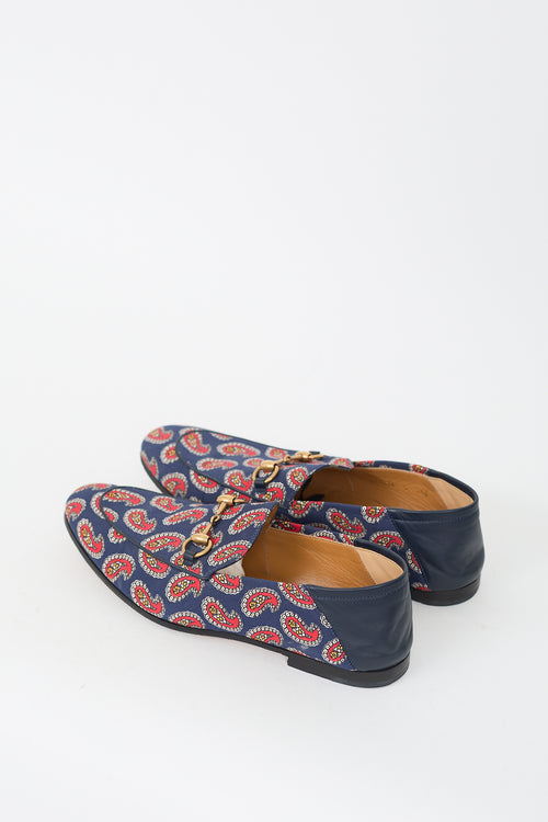 Gucci Blue 
Red Paisley canvas Jordaan Loafer