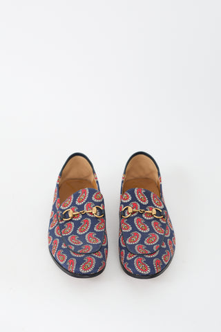 Gucci Blue 
Red Paisley canvas Jordaan Loafer