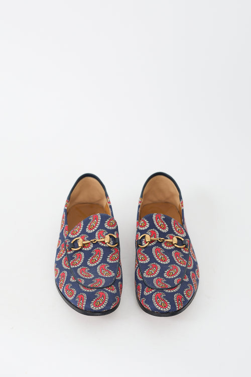 Gucci Blue 
Red Paisley canvas Jordaan Loafer