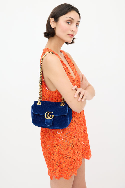 Gucci Blue Velvet Marmont Quilted Bag