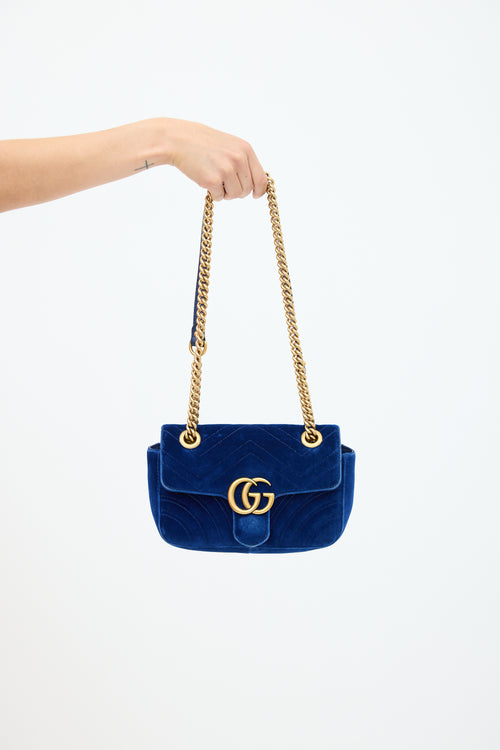 Gucci Blue Velvet Marmont Quilted Bag