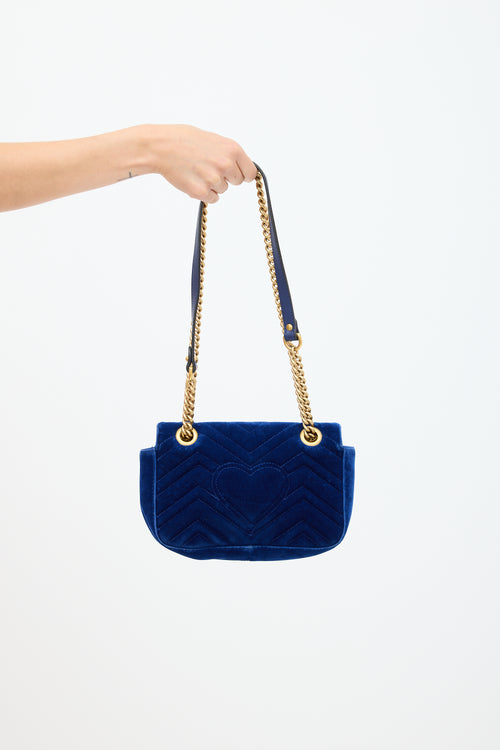 Gucci Blue Velvet Marmont Quilted Bag