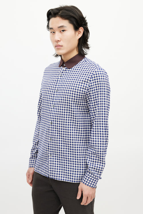 Gucci Blue 
White Plaid Shirt