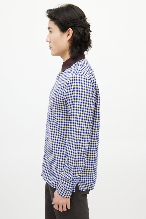 Gucci Blue 
White Plaid Shirt