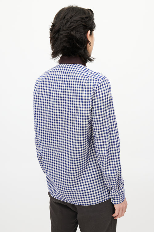 Gucci Blue 
White Plaid Shirt