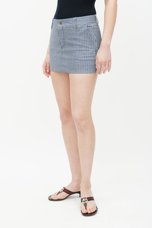 Gucci Blue 
White Striped Mini Skirt