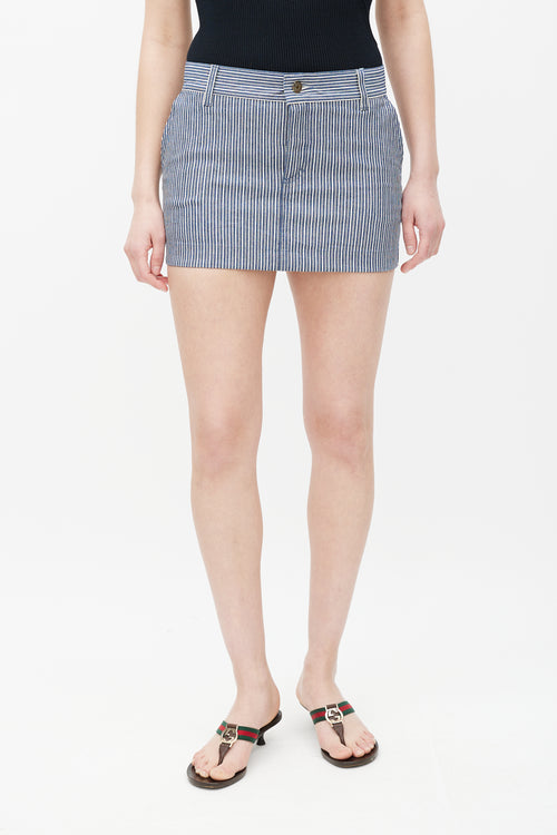 Gucci Blue 
White Striped Mini Skirt