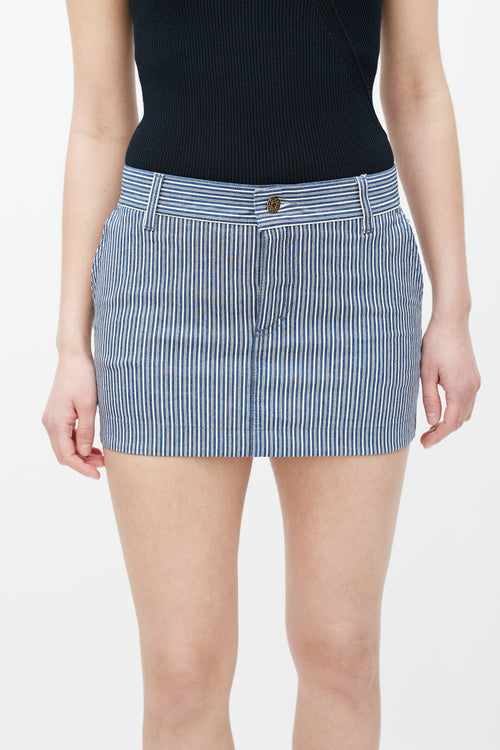 Gucci Blue 
White Striped Mini Skirt