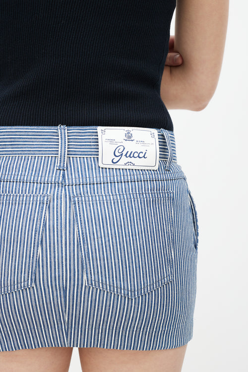 Gucci Blue 
White Striped Mini Skirt