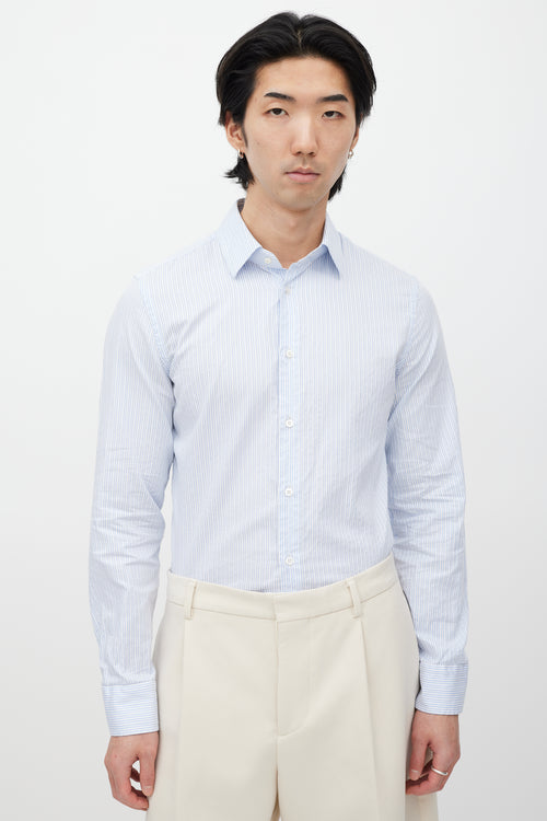 Gucci Blue 
White Striped Shirt