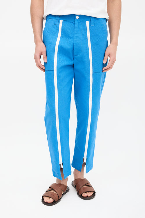 Gucci Blue Zippered Canvas Trouser