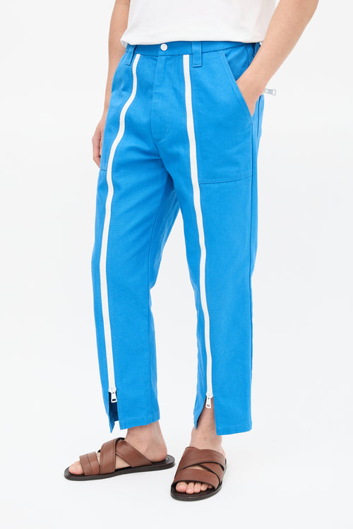 Gucci Blue Zippered Canvas Trouser