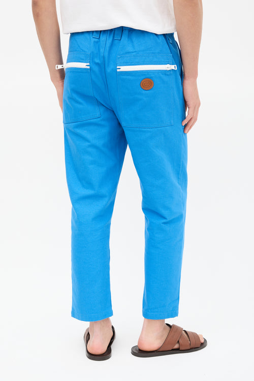 Gucci Blue Zippered Canvas Trouser