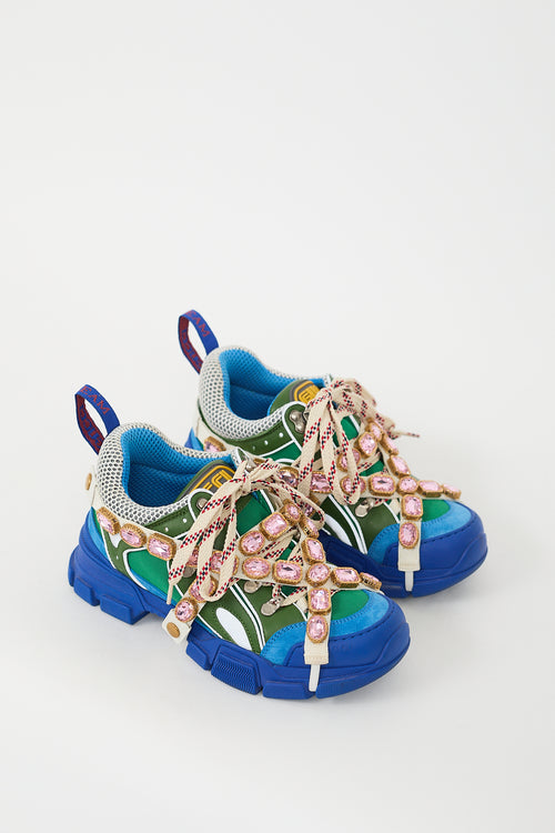 Gucci Blue 
Multi Embellished Flashtrek Sneaker