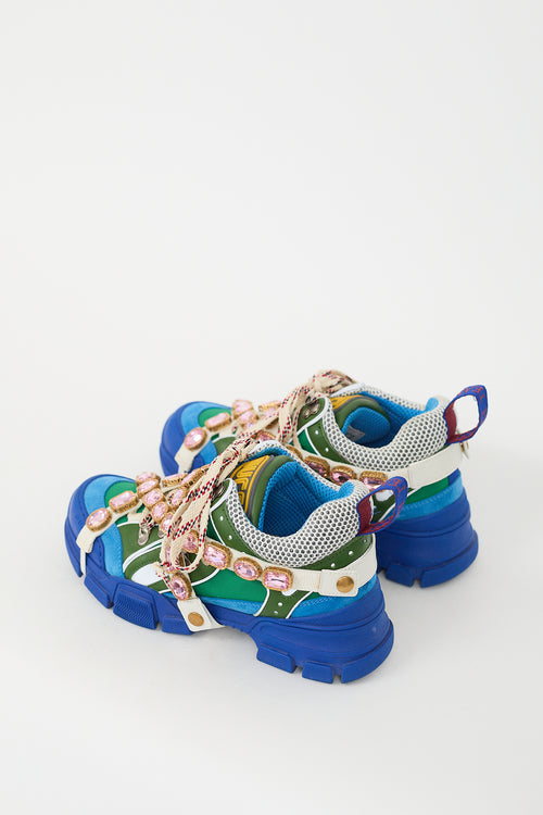 Gucci Blue 
Multi Embellished Flashtrek Sneaker