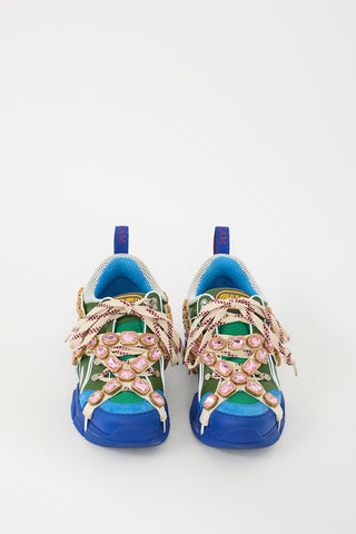 Gucci Blue 
Multi Embellished Flashtrek Sneaker