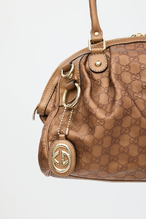 Gucci Bronze Leather Sukey Monogram Bag