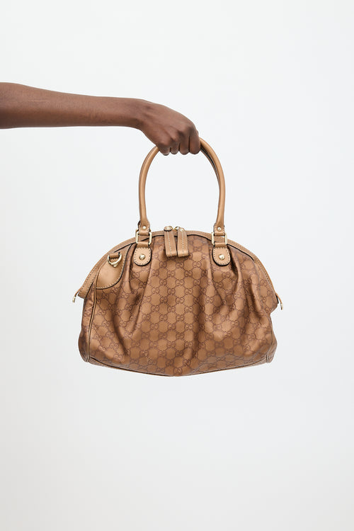 Gucci Bronze Leather Sukey Monogram Bag