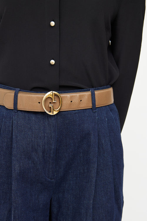 Gucci Brown Leather 1973 Buckle Belt