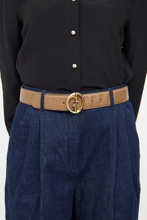 Gucci Brown Leather 1973 Buckle Belt