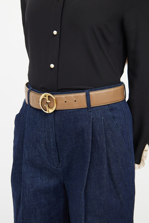 Gucci Brown Leather 1973 Buckle Belt