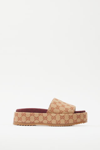 Gucci Brown 
Burgundy GG Platform Slide