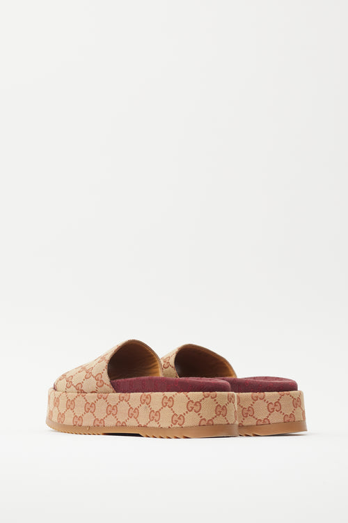 Gucci Brown 
Burgundy GG Platform Slide