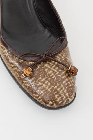 Gucci Brown Coated Canvas GG Pump