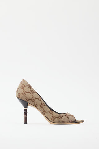 Gucci Brown GG Bamboo Heel Pump