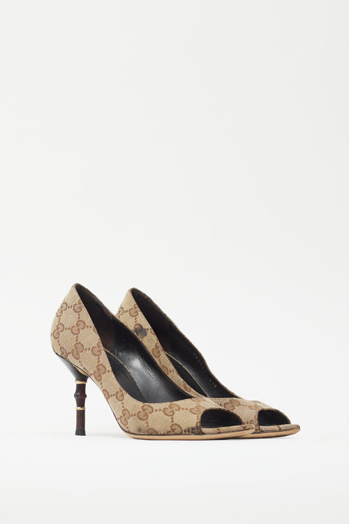 Gucci Brown GG Bamboo Heel Pump