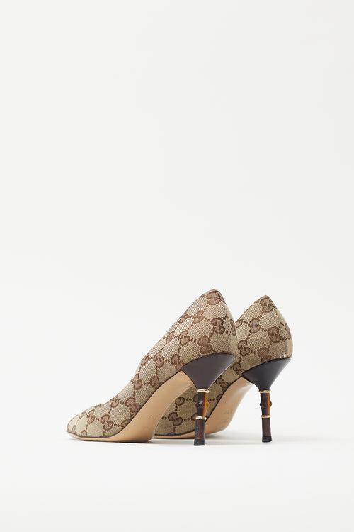 Gucci Brown GG Bamboo Heel Pump