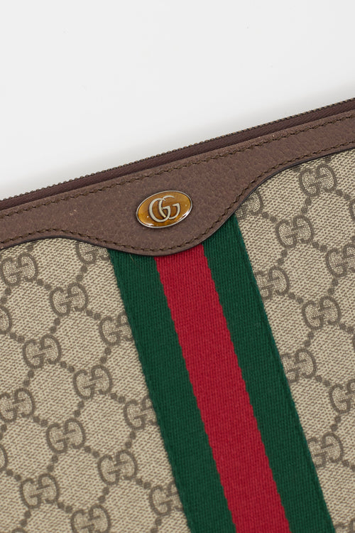 Gucci Brown GG Supreme Canvas Ophidia Pouch