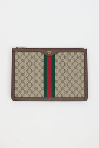 Gucci Brown GG Supreme Canvas Ophidia Pouch