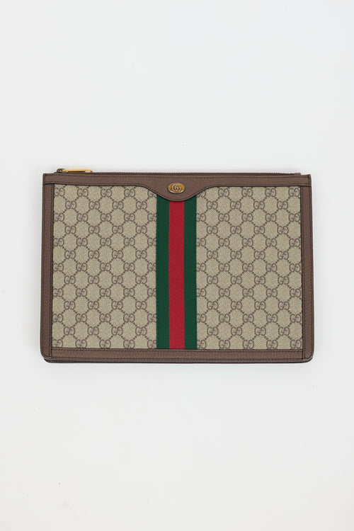 Gucci Brown GG Supreme Canvas Ophidia Pouch