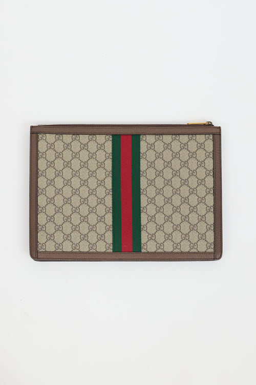 Gucci Brown GG Supreme Canvas Ophidia Pouch