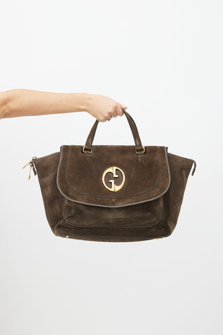 Gucci Brown 
Gold 1973 Suede Bag