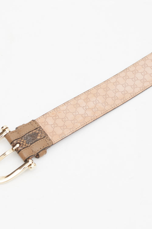 Gucci Brown 
Gold Embossed Leather Belt